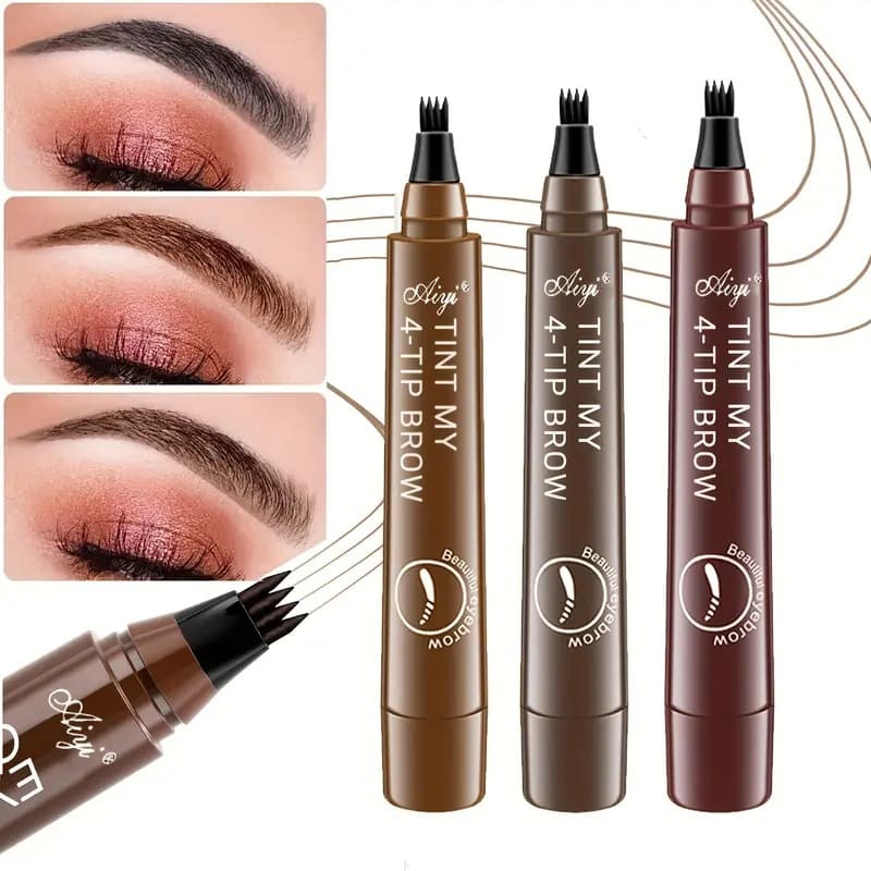 Foreign trade spot product, four-ended eyebrow pencil, waterproof and long-lasting, large four-pronged eyeliner, liquid eyebrow pencil, easy to apply color makeup.