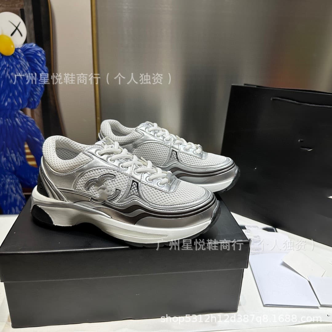 Xiang Series Silver Horn King 2025 New Height-Increasing Chunky Sole Casual Color-Block Mesh Sports Shoes Chunky Dad Shoes Women