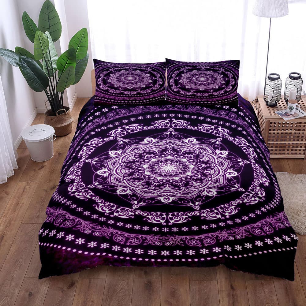 Cross-border Amazon hot selling purple mandala duvet cover set bedding set quilt cover three-piece set