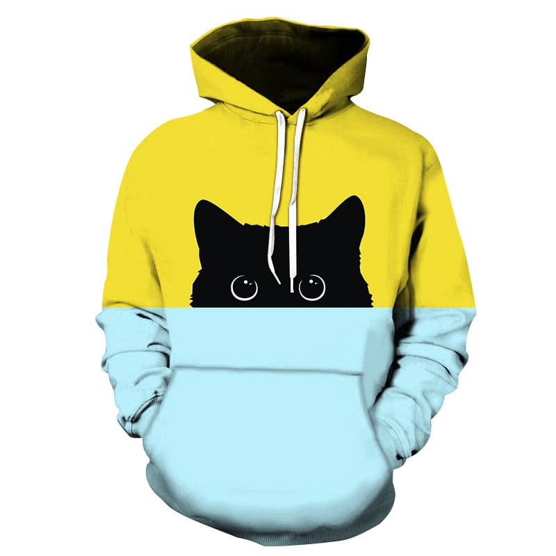 2025 Amazon Summer New Cat Ear Peripheral Round Neck Sweatshirt 3D Digital Printing Long Sleeve Hoodie