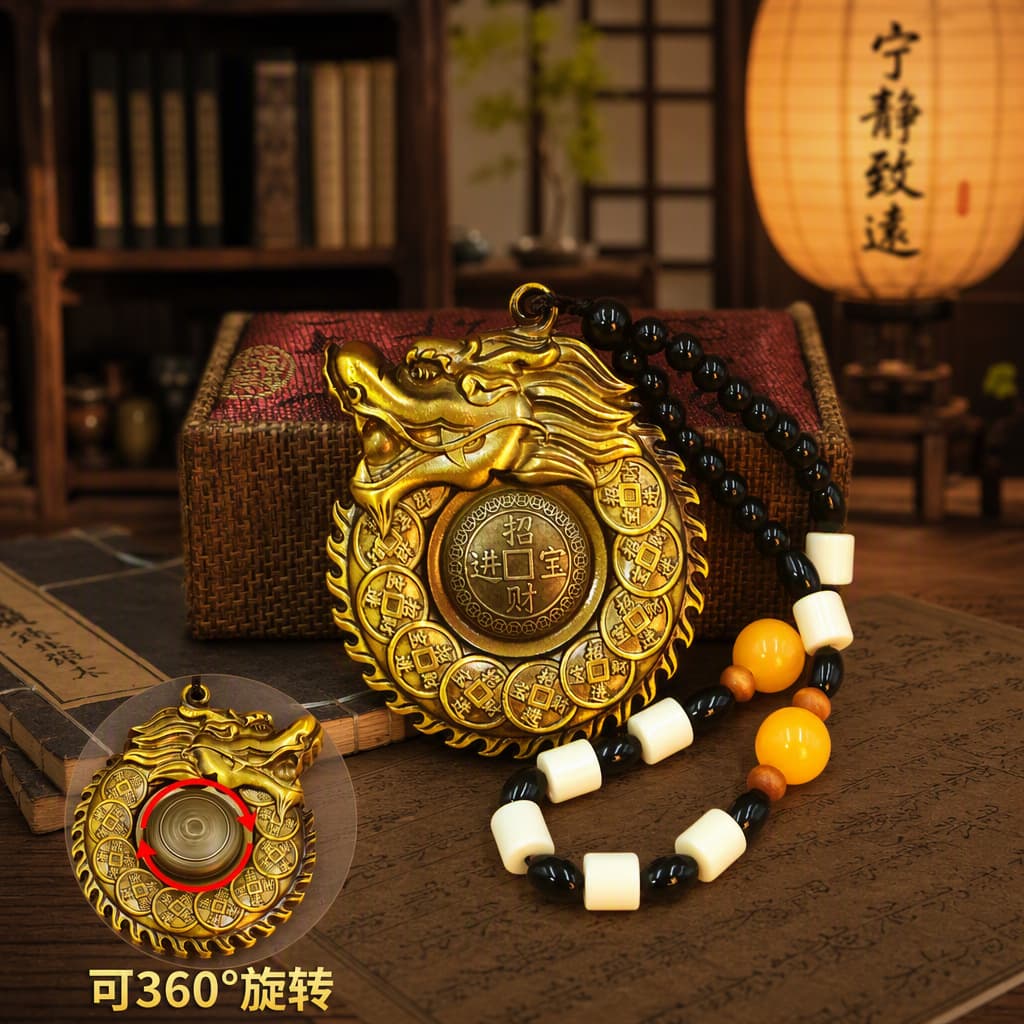 Dragon Pendant Twelve Zodiac Signs Dragon Lucky Brass Palm Wealth Dragon Handle Piece Retro Tag Handle Piece