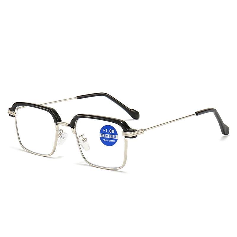 Factory direct supply of business-style reading glasses, non-prescription, retro half-rimmed, eyebrow style; dropshipping available.