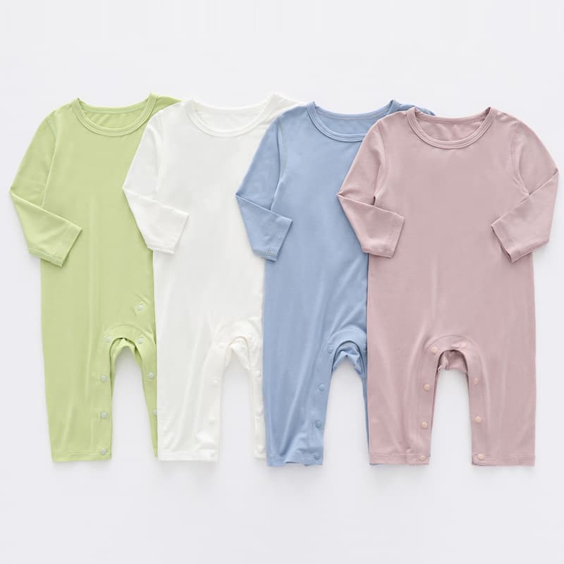 Baby Modal Spring/Summer Jumpsuit Long-Sleeve Unisex Infant Autumn Pajamas Sleepwear for Kids