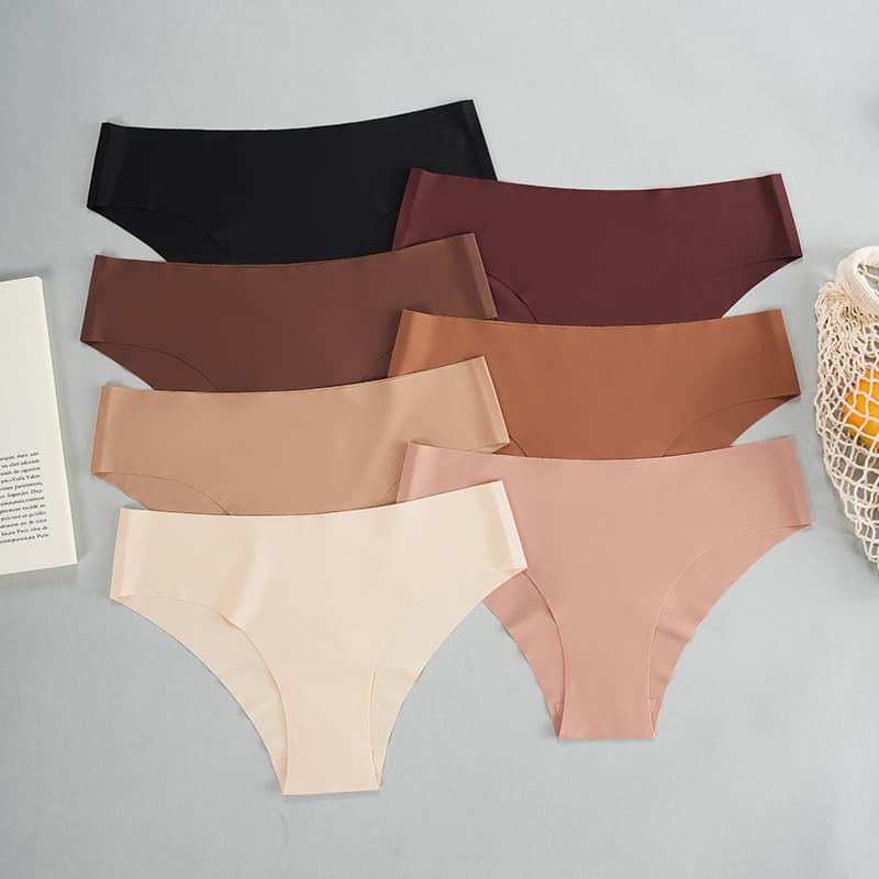 European and American Cross-Border Ice Silk Seamless Plus Size Women's Triangle Panties One-Piece Comfortable Breathable Cotton Crotch Women's Thong