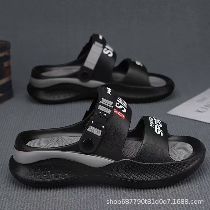 2025 Summer New Thick Sole Anti-Slip Men's Sandals Two-Way Wear Outdoor Beach Sports Soft Sole Flip Flops