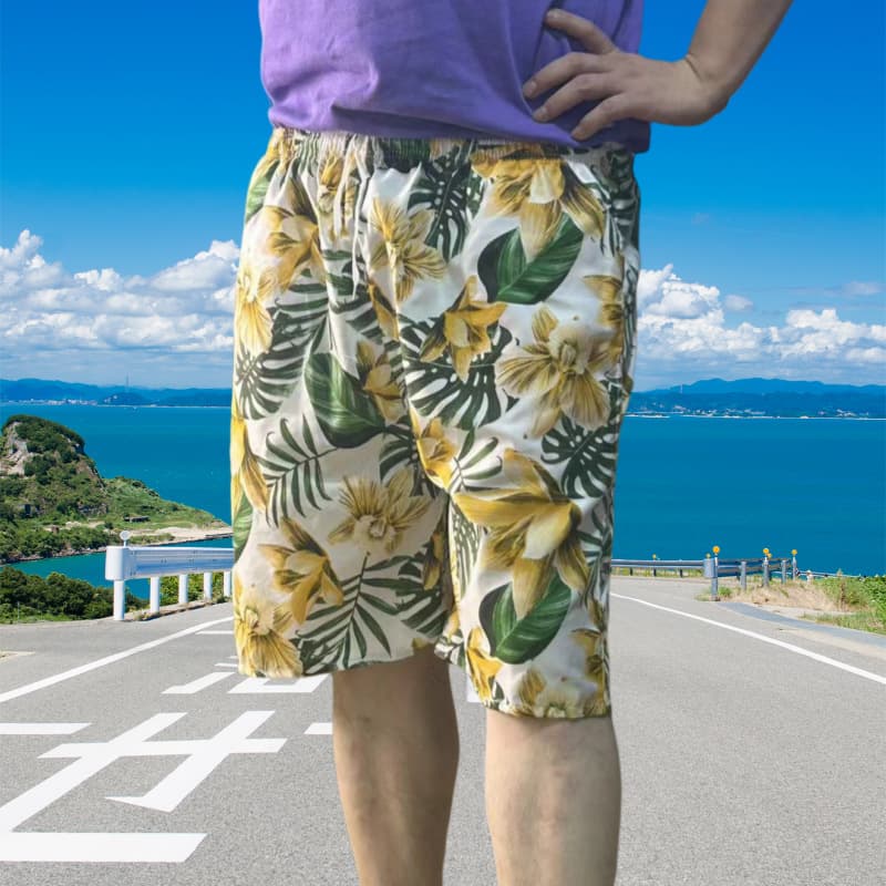 Men's Quick Dry Floral Print Beach Shorts Casual Surfing Board Shorts Polyester Fabric Summer Youth Fashion Beachwear