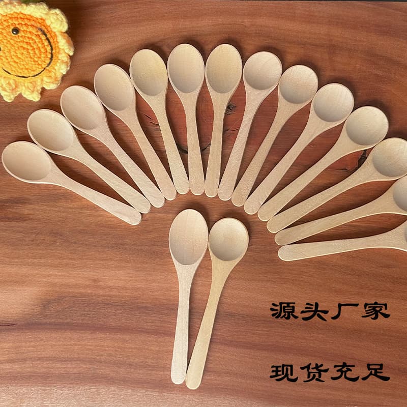 Wooden spoon manufacturer direct sales wooden spoon small spoon spoon advertising creative bamboo spoon seasoning honey wholesale