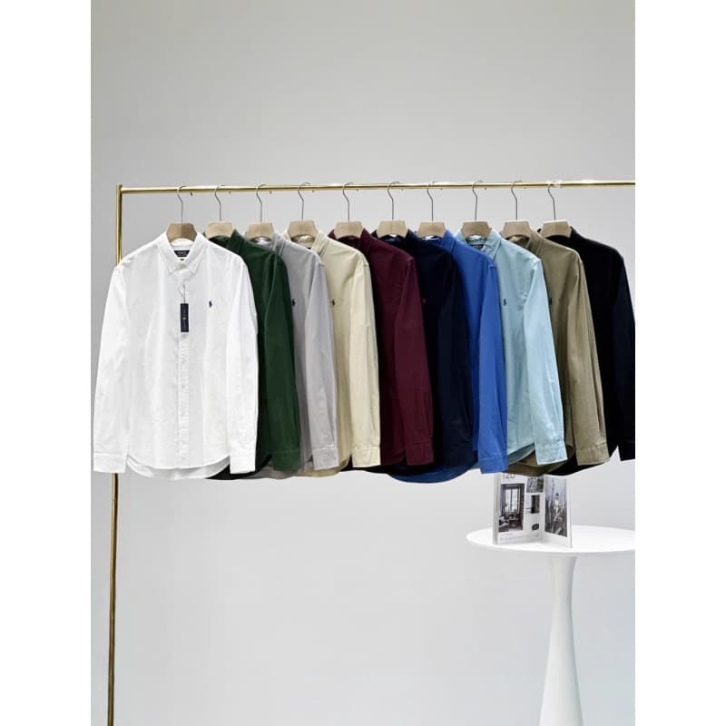 Ralf RL embroidered pony casual shirt, long-sleeve business slim shirt, unisex sun-protection shirt, linen shirt