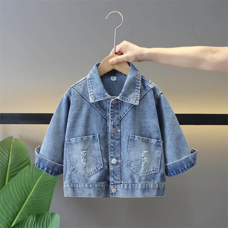 Girls' Small Size Bow Denim Jacket 2024 Autumn New Arrival Children's Versatile Jacket, Girls' Casual Korean-style Top