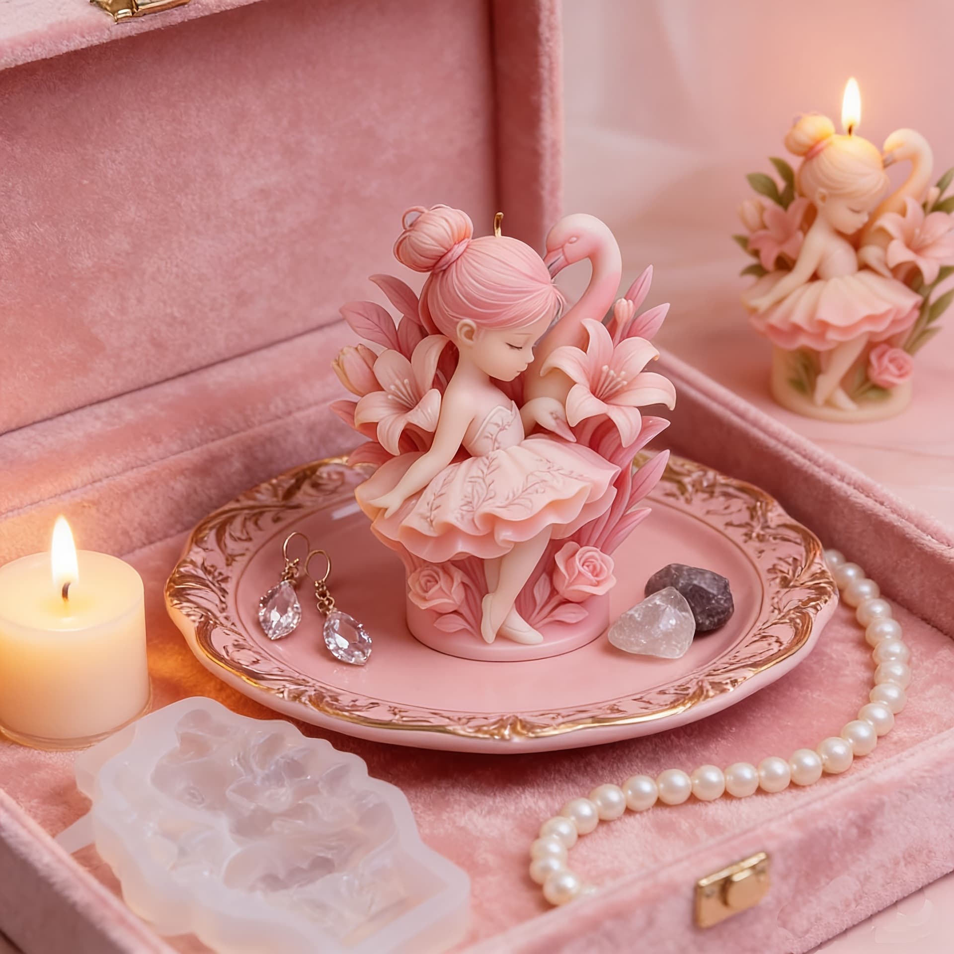 Starlight Ballet Girl Swan Lily Aromatherapy Candle Silicone Mold DIY Handmade Realistic Girl Swan Drop