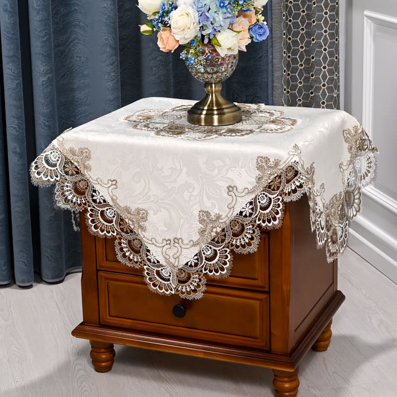 Bedside table lace cover American waterproof coffee table tablecloth new Chinese corner table cover washing machine refrigerator dust cover