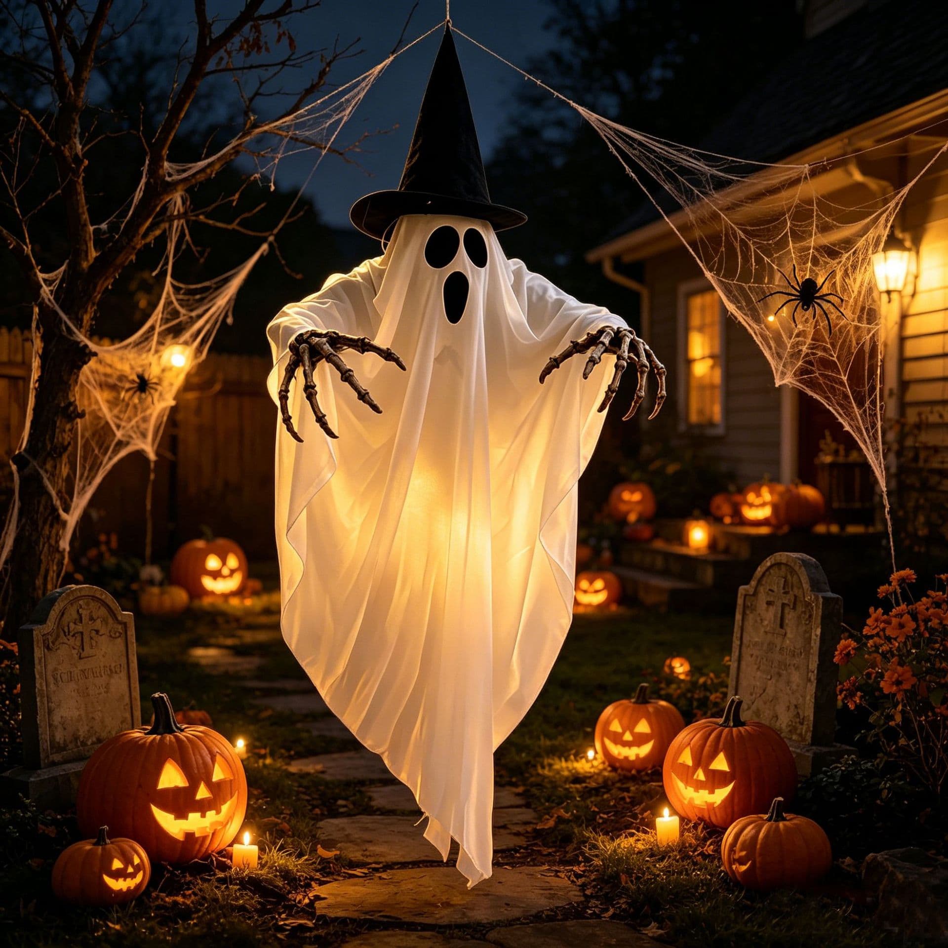 Halloween ghost skull glowing wizard hat ghost claw outdoor horror Halloween decoration props ghost pendant