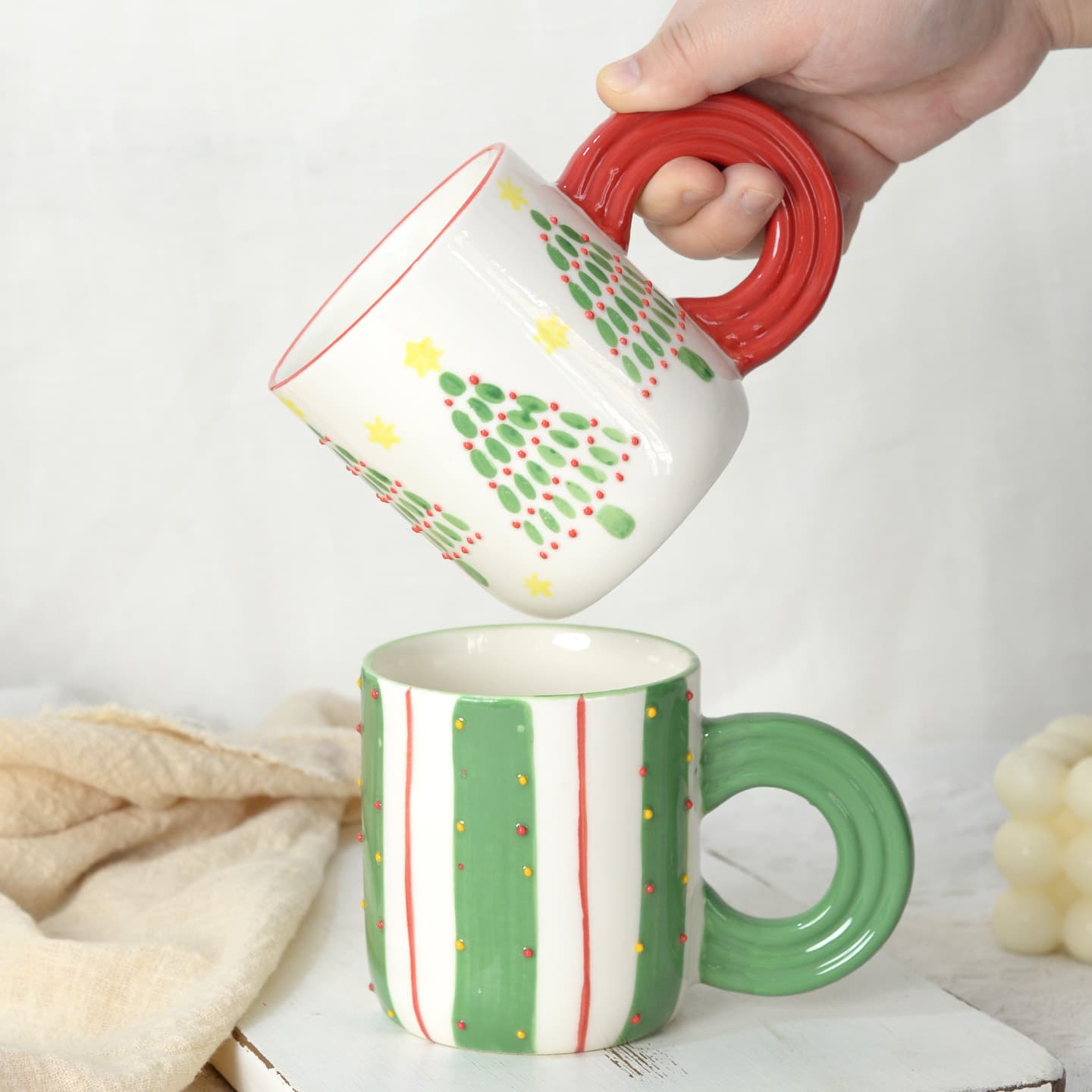 Creative Hand-Painted Ceramic Mug - High-Quality Water Cup, Milk Cup, Handmade Mug, Gift for Women