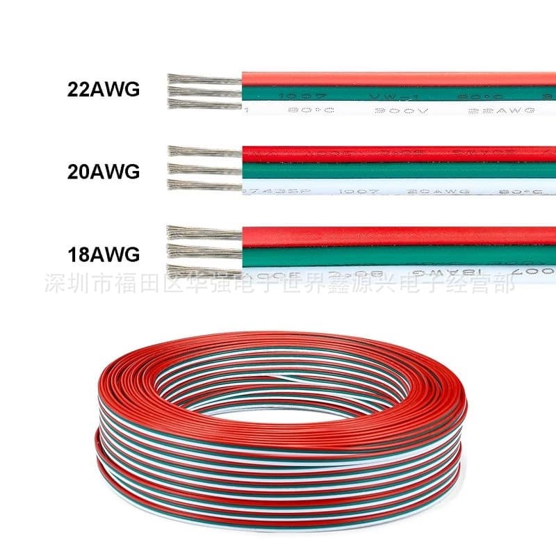 Colorful LED Strip 3-Core Parallel Wire Solderless Connection Cable 3Pin Light Strip Extension Wire SM/JST Power Cable 0.5