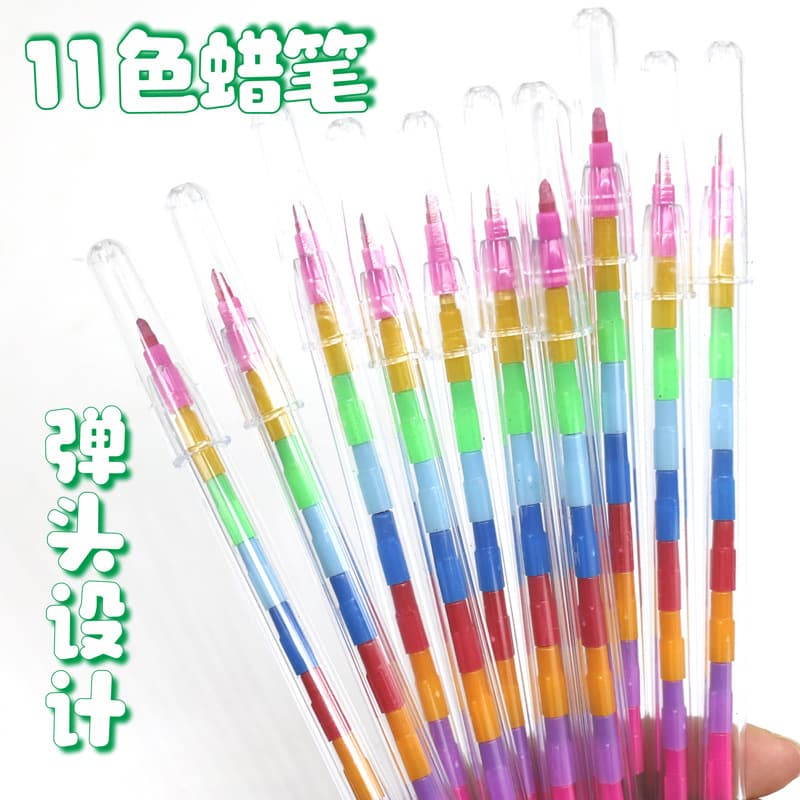 Creative building blocks coloring crayons 11 color round crayons oil pastels color pens colorful student stationery prizes wholesale