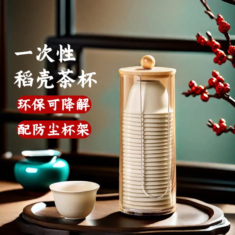 Rice Hull Kung Fu Tea Cup, Thickened Heat-Resistant Travel Tea Set, Disposable Biodegradable Tea Tasting Cup