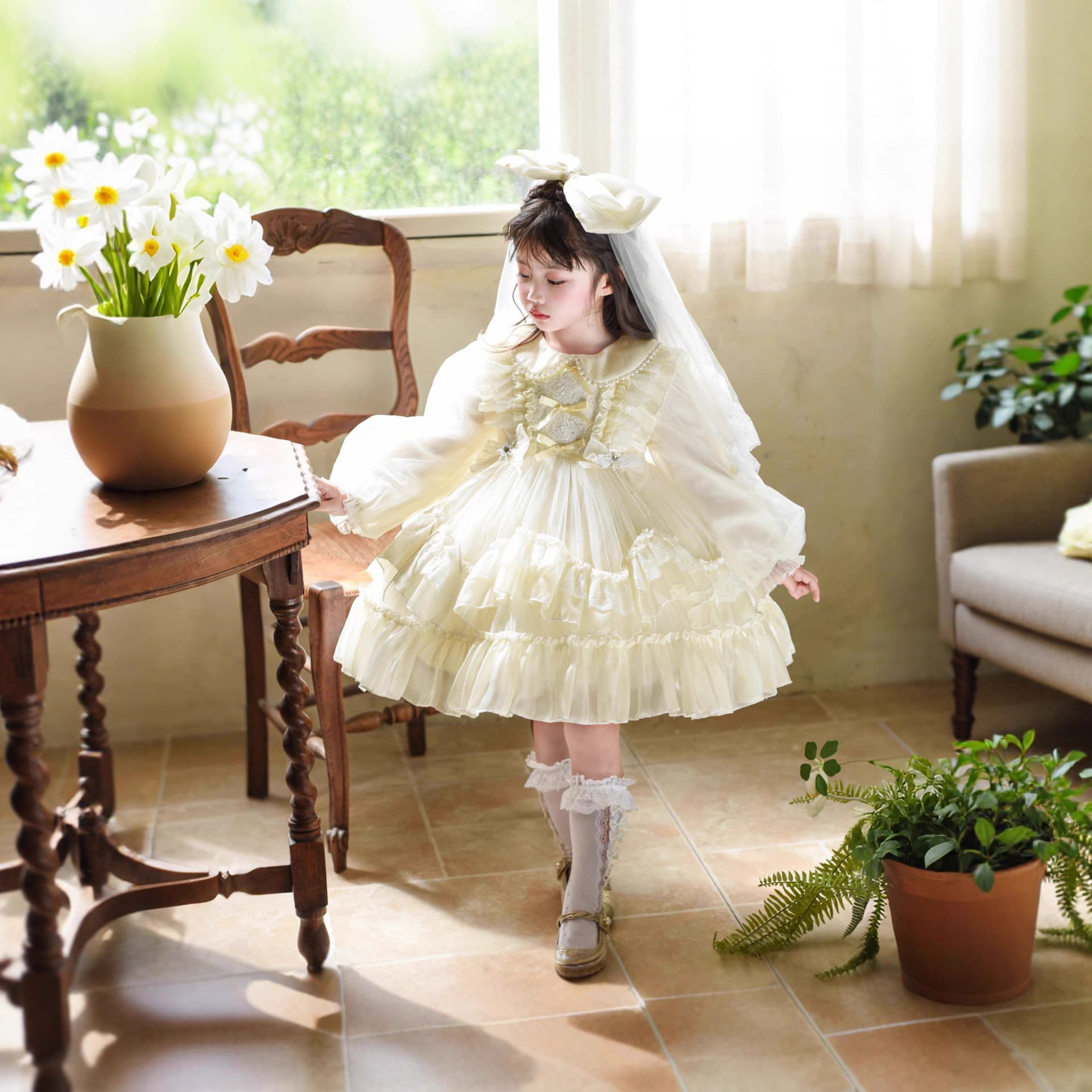 MiTang 2025 Autumn and Winter New Girls' Dresses Children's Mesh Princess Dresses Little Girls' Fashionable Dresses