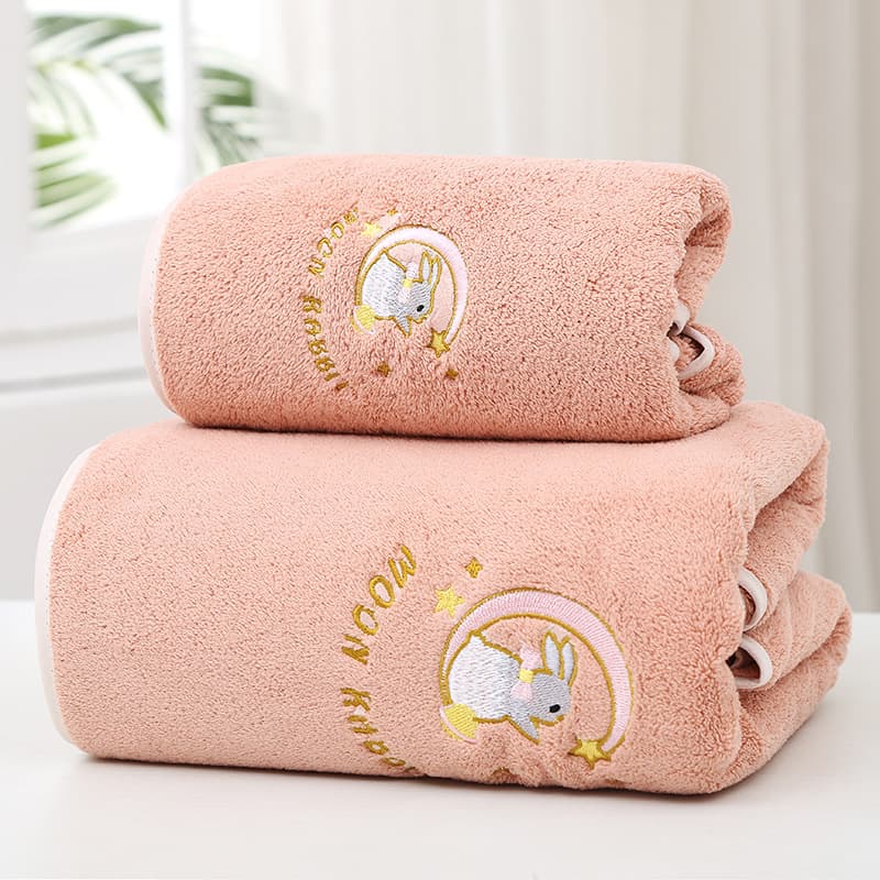 Portable hanging embroidered towel bath towel, soft and absorbent adult bath towel set, wedding favor.