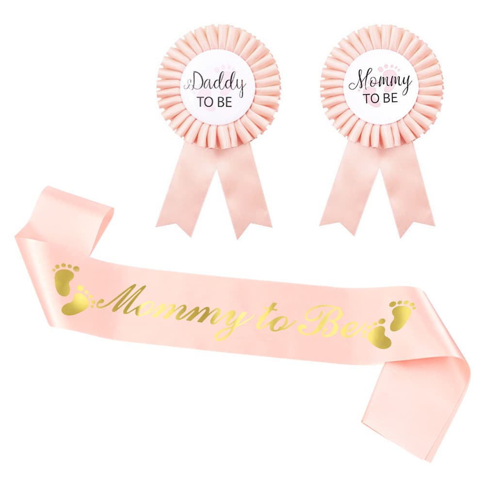 New Baby Shower Daddy to Be Corsage Ribbon Mommy to Be Sash Brooch Set Cross-Border