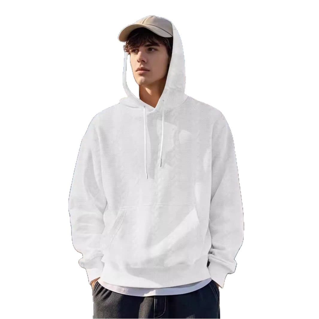 2025 TEMU autumn and winter European and American cross-border men's new hoodies solid color casual fashion long-sleeved sweatshirt POLO shirt