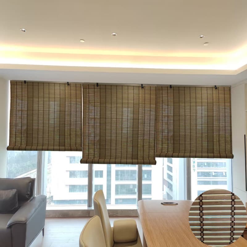 Chinese and Japanese Style Blackout Bamboo Blinds Roller Blinds Office Tea Room Partition Decorative Bamboo Curtains Bedroom Adjustable Bamboo Blinds