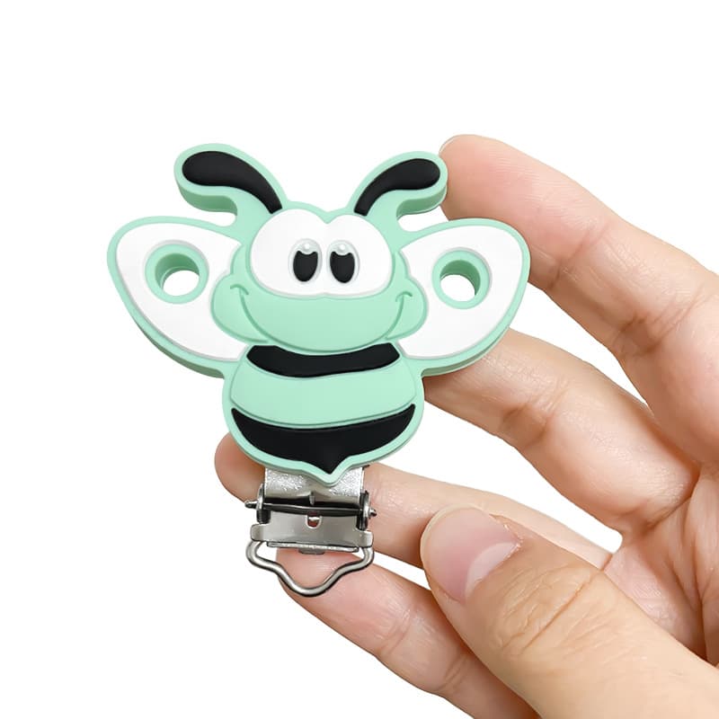 Spot cartoon bee silicone pacifier clip baby pacifier anti-chain accessories iron clip cross-border pacifier clip