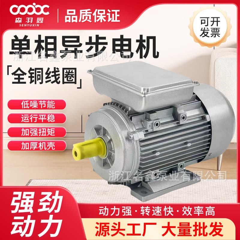 Single-Phase Asynchronous Motor 4-Pole 1400RPM 0.75/1.1/2.2KW Household 220V Aluminum Shell YL Low-Speed Horizontal