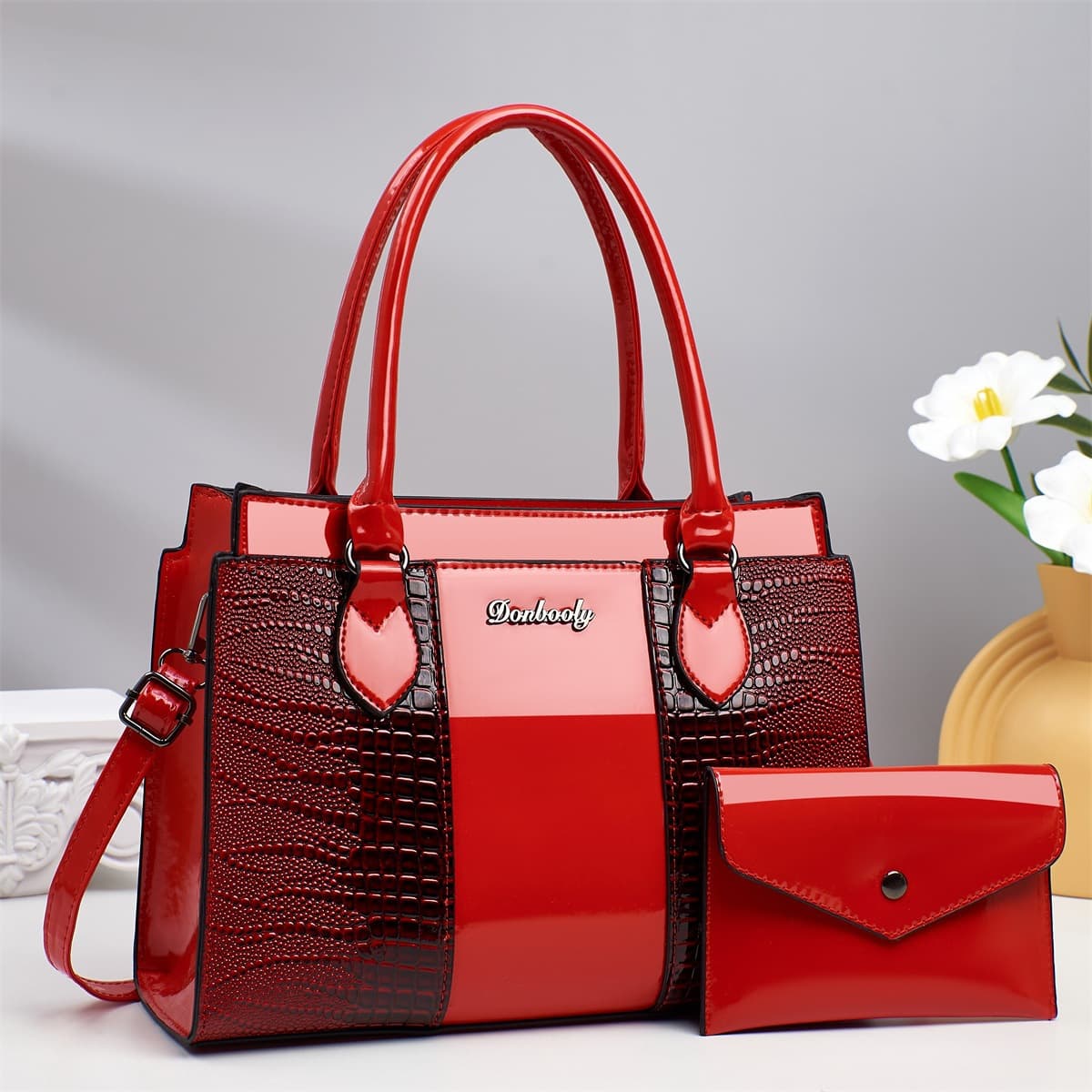 Manufacturer Three-Piece Set New Stock Cross-Border Women's Bag Urban Crocodile Texture Handbag Tote Set with Shoulder and Crossbody Bag