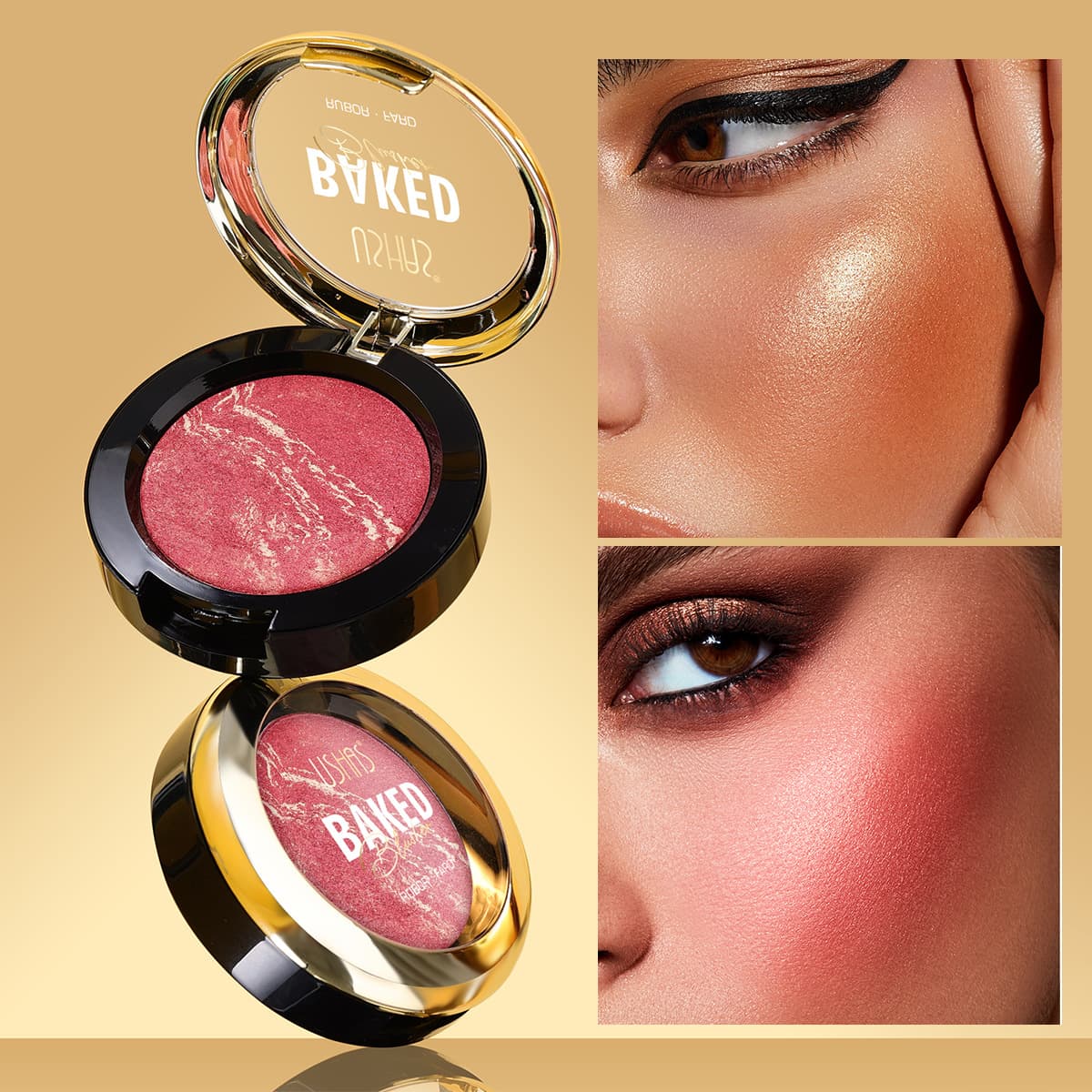 Ushas Cross-Border Amazon Hot Selling Blush Waterproof Long-Lasting Gradient Blush Blush Uf061A+B