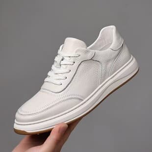 Men's White Shoes 2026 Spring New Breathable Casual Lace-Up Sports Sneakers Versatile Minimalist Style