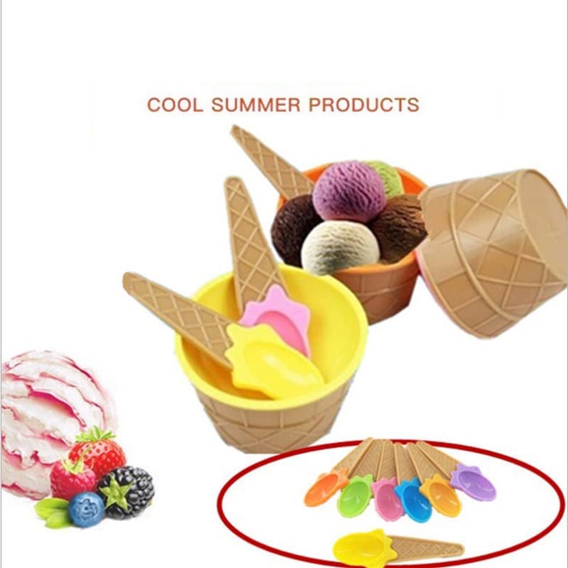 Zhenghui New Ice Cream Bowl Set Yogurt Cup Ice Cream Bowl Spoon Set Children's Sundae Cup Bowl Spoon In Stock