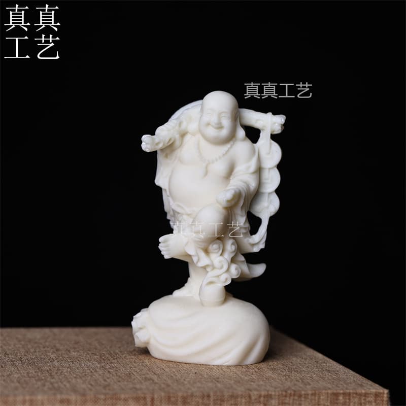Ivory Nut Laughing Buddha Car Ornament Creative Buddha Statue Cloth Bag Monk Maitreya