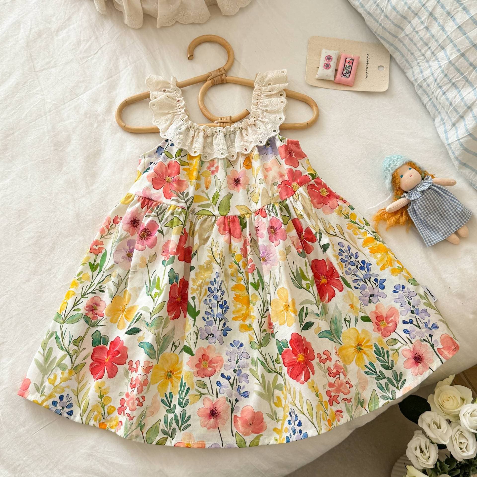 Girls floral dress summer 2026 new fashionable children's pastoral style skirt baby girl cotton skirt