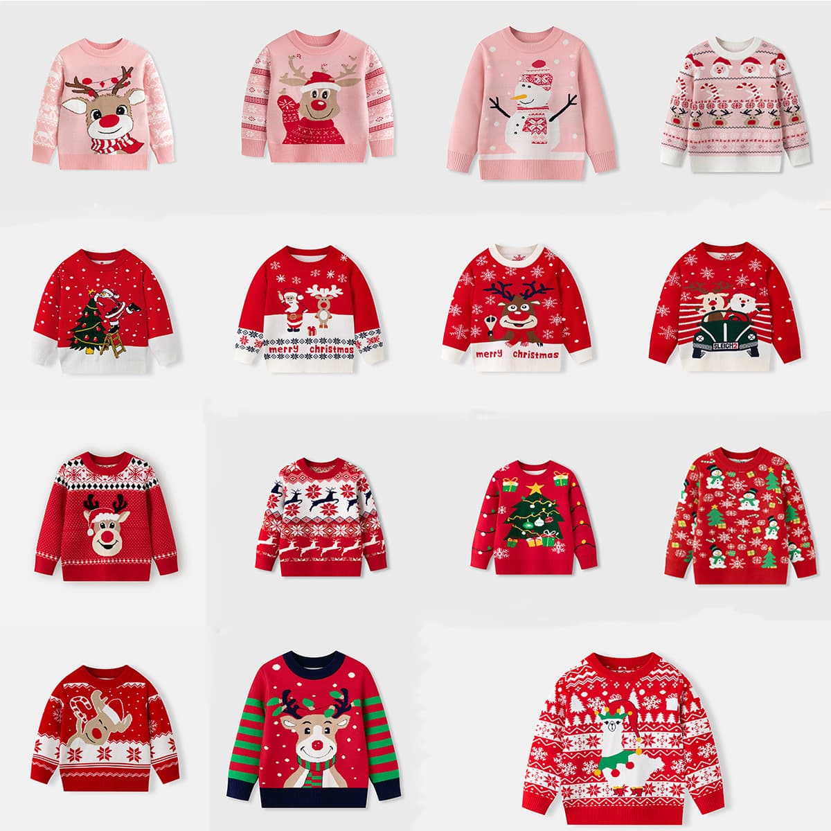 Export Autumn/Winter New 2025 Boys Girls Knitted Christmas Sweater Cartoon Round Neck Sweater