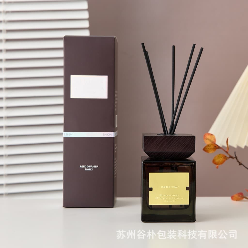 200ml hotel same style fireless aromatherapy bottle square brown aromatherapy vessel essential oil diffuser bottle empty bottle with wooden cap