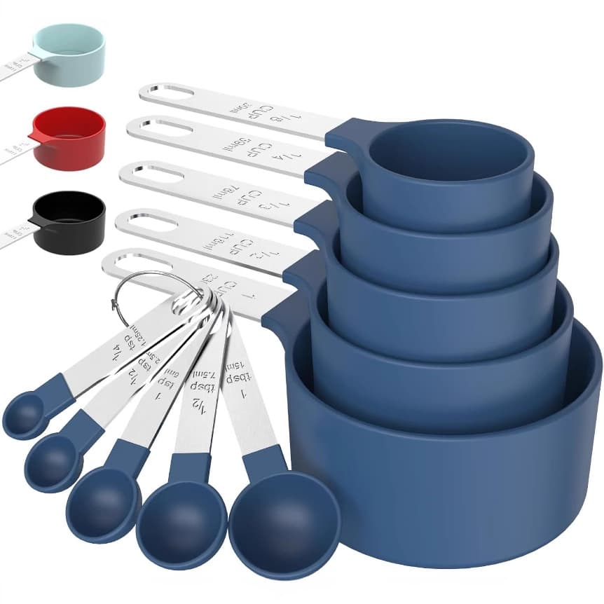 Stainless Steel Handle Baking Measuring Spoon and Cup 10-Piece Set with Scale Plastic Measuring Spoon Set Kitchen Gadgets