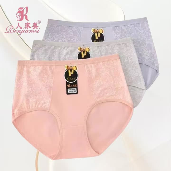 Renjiamei 0059 solid color jacquard cotton women's underwear triangle pure cotton women's underwear factory price wholesale