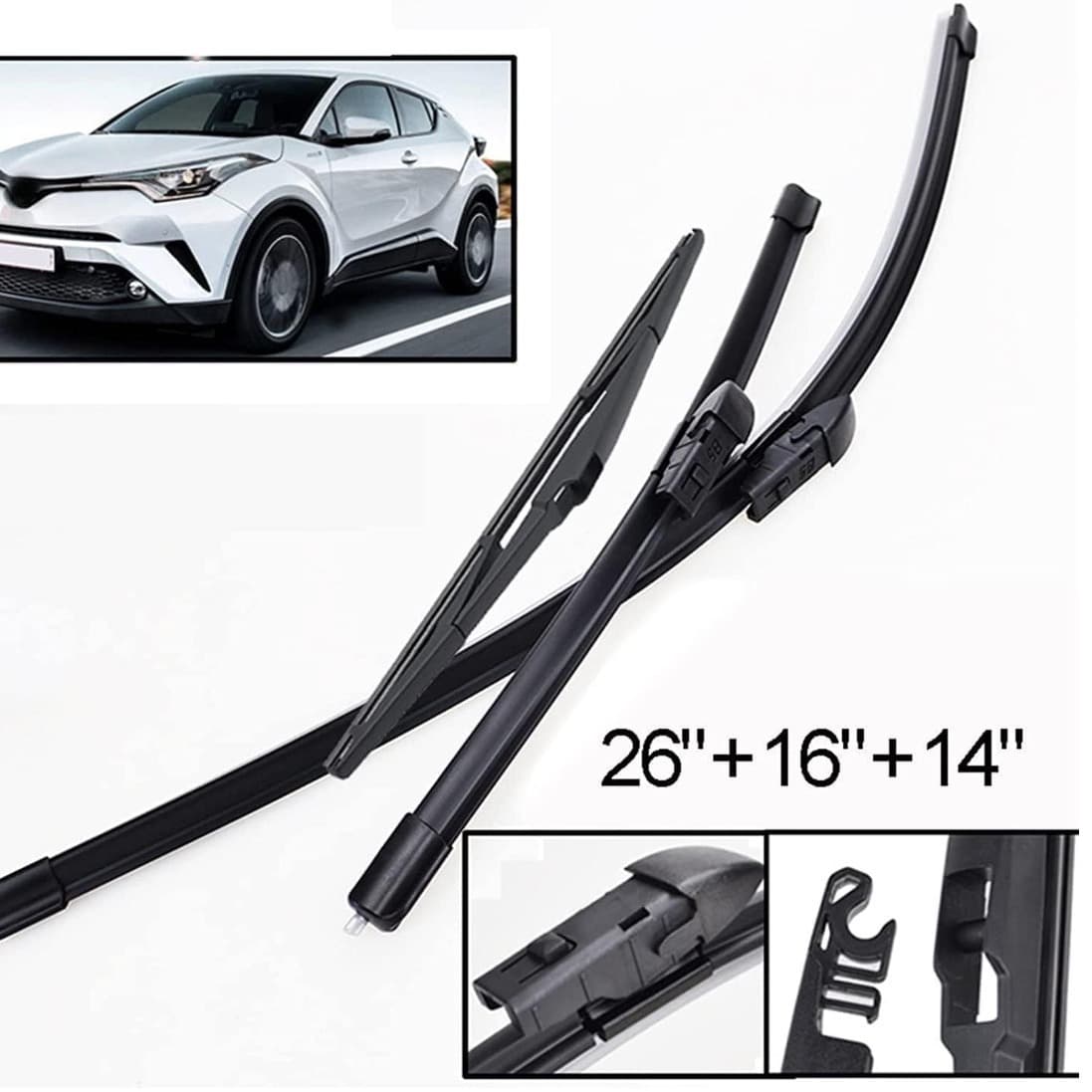 For Toyota C-HR CHR 2016 2017 2018 2019 2020, Wiper Blade Set, Front and Rear