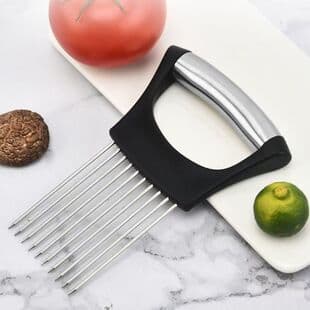 New Stainless Steel Onion Needle Multifunctional Kitchen Home Meat Tenderizer Fixed Onion Lemon Slicer Tool