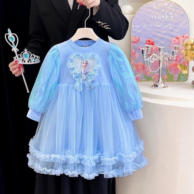 Girls Elsa Princess Dress 2025 Spring New Style Fashionable Baby Girl Dress Children Fairy Dress