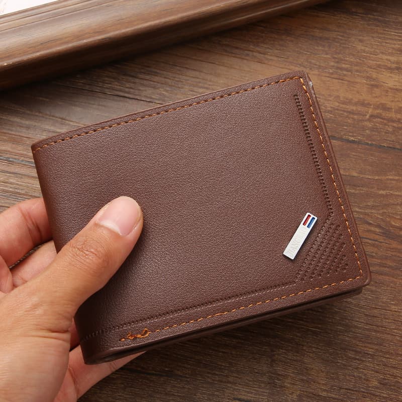 Men's Short Slim Wallet Large Capacity Multi-Card Business Soft Leather Bifold Urban Minimalist Geometry Pattern Daily Match