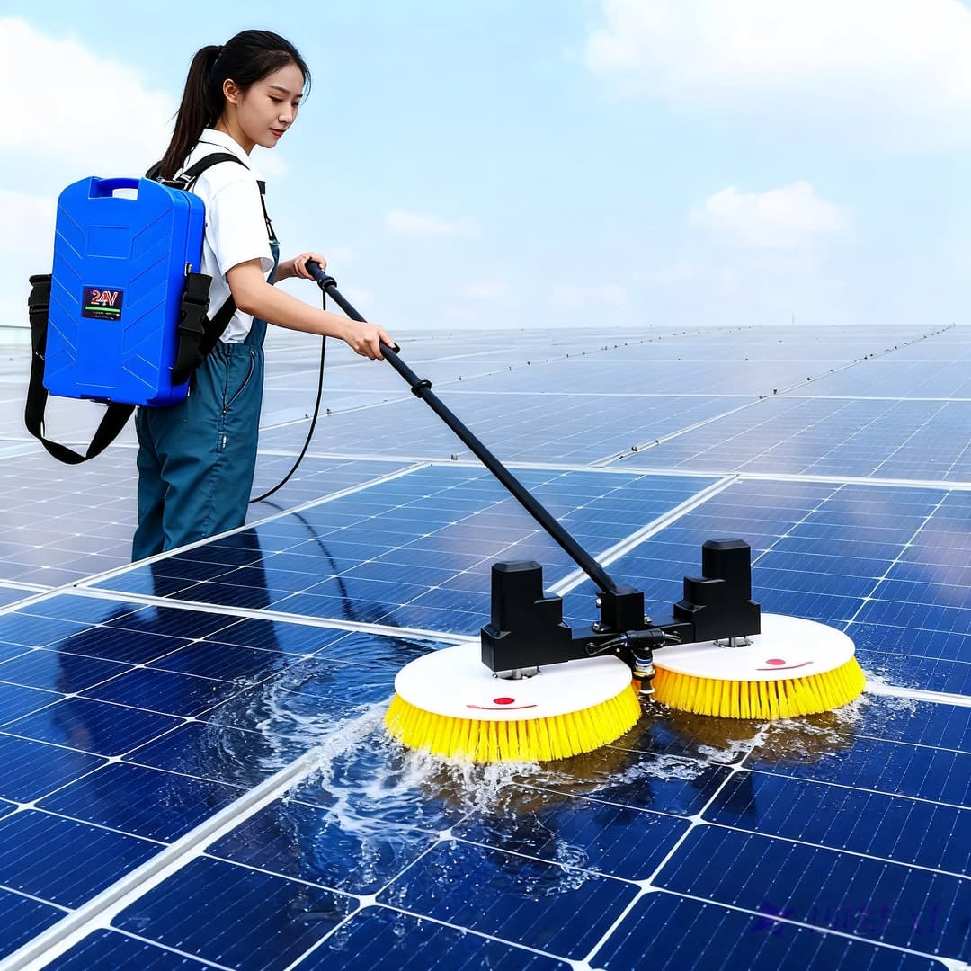 Solar Photovoltaic Panel Electric Cleaning Tool Robot Dual-Head Multi-Functional Photovoltaic Panel Cleaning Brush