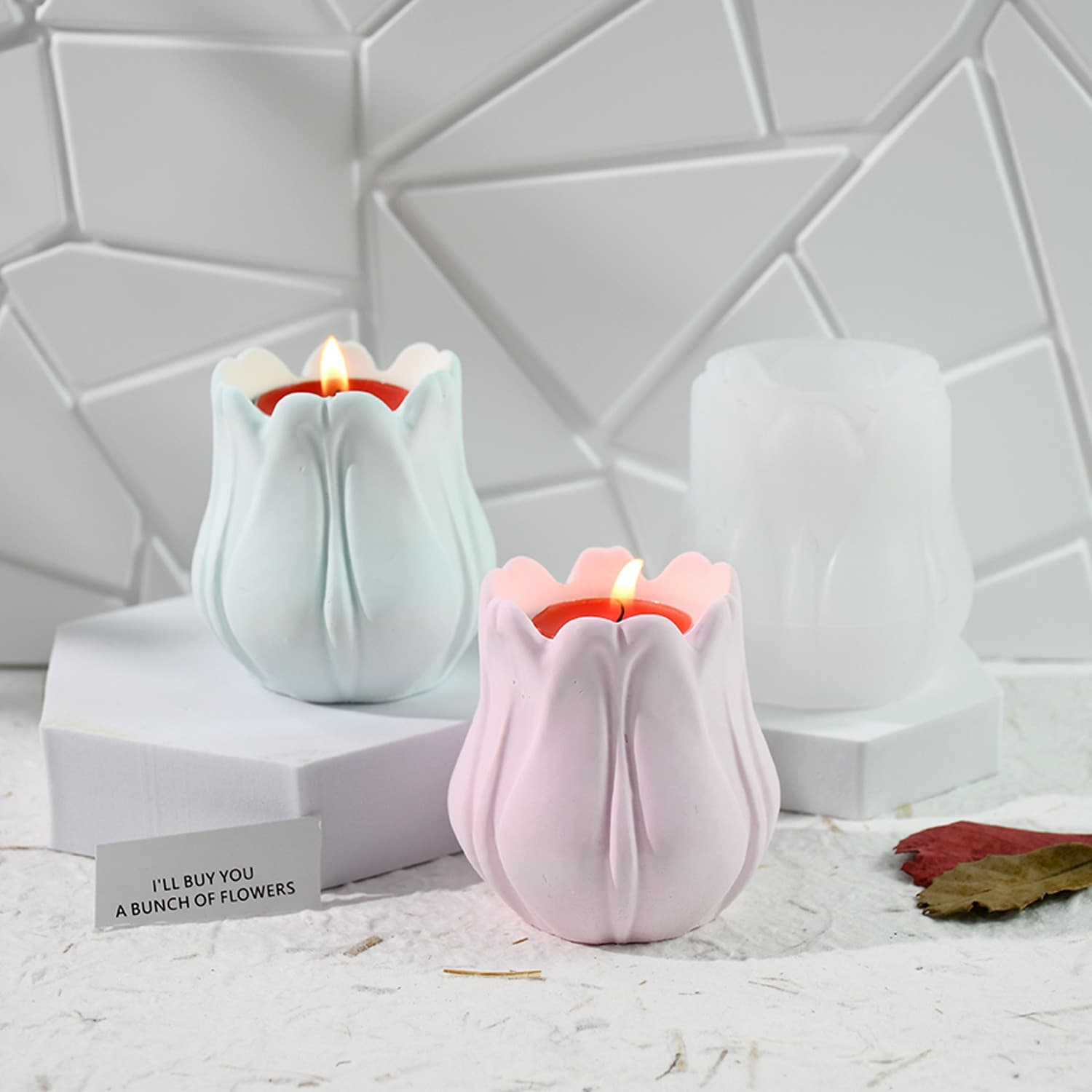 DIY new tulip corolla candle silicone mold aromatherapy DIY plaster art ornament mold