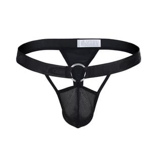Men's Breathable Single Seam Underwear Decorative Pouch Low Waist Hollow High Thin Sexy Thong Trendy Fitted Simple Men