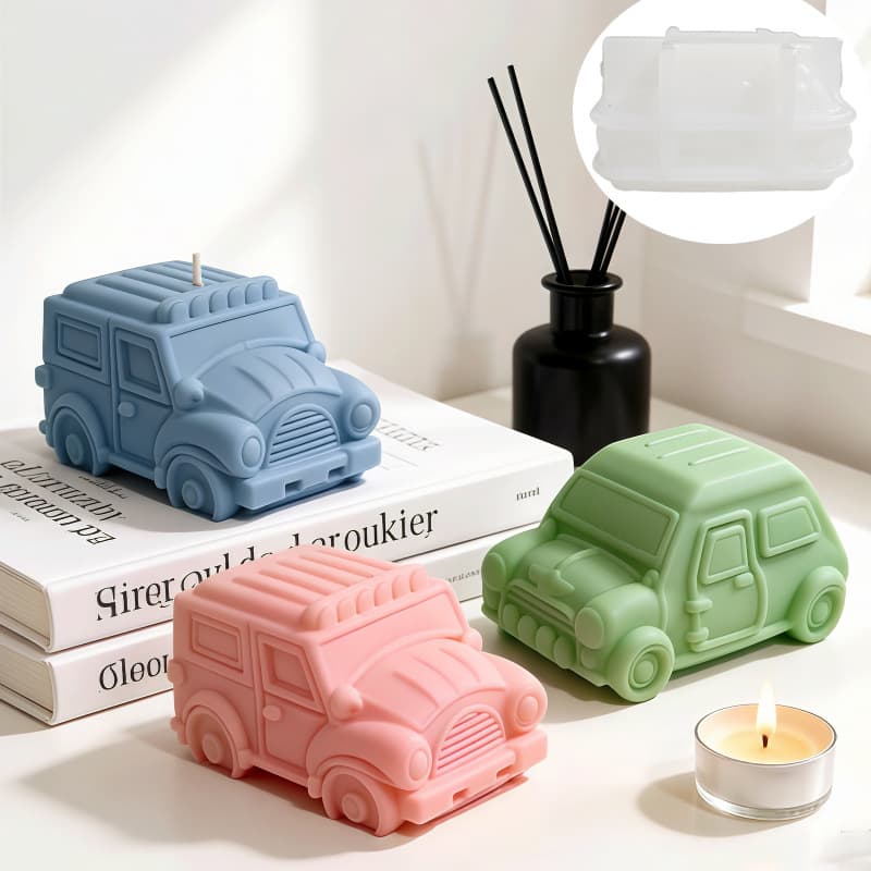 Vintage Bus Car Aromatherapy Candle Silicone Mold DIY Classic Car Scented Diffuser Stone Ornament Epoxy Resin Mold