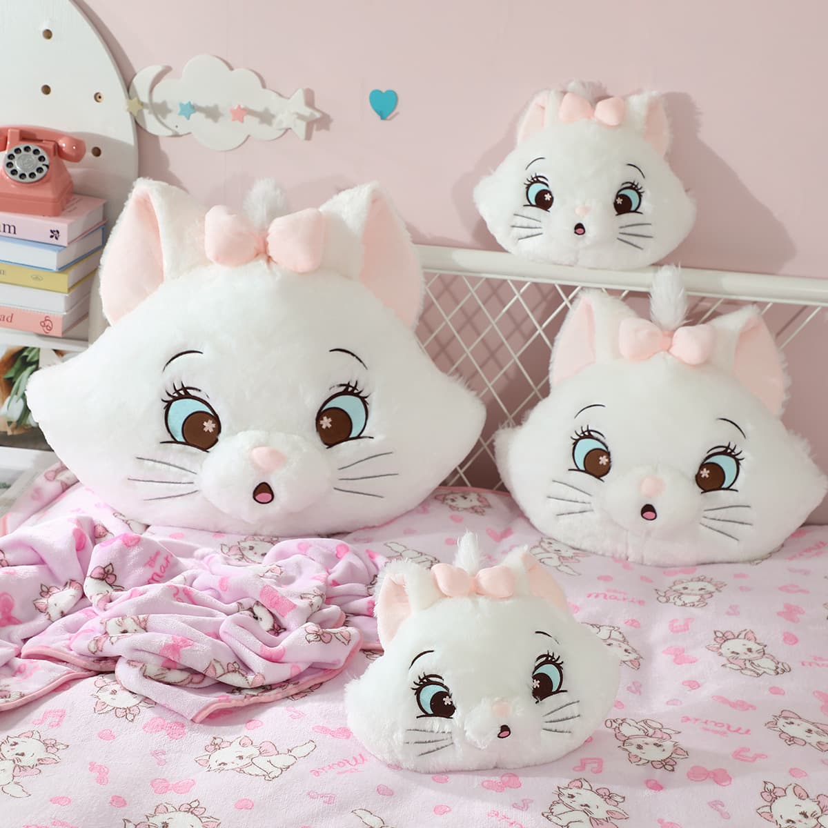 Cartoon Pink Girl Heart Sakura Mary Cat Plush Large Doll Pillow Car Headrest Cushion Air Conditioning Blanket