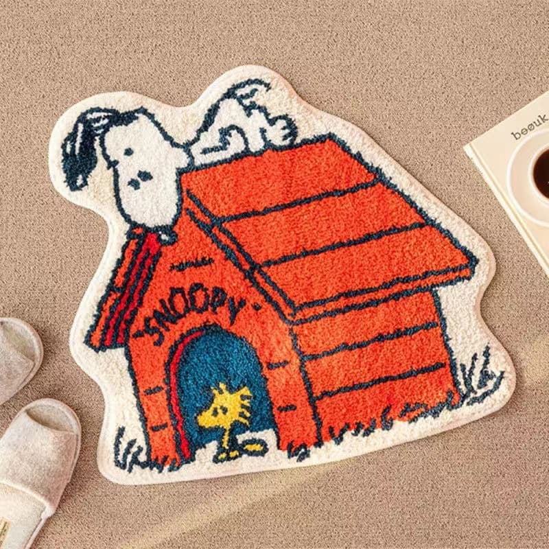 Cross-border Temu Cartoon Irregular Snoopy Faux Cashmere Floor Mat Bedroom Skin-Friendly Comfortable Dirt-Resistant Bedside Rug Drop Shipping Available