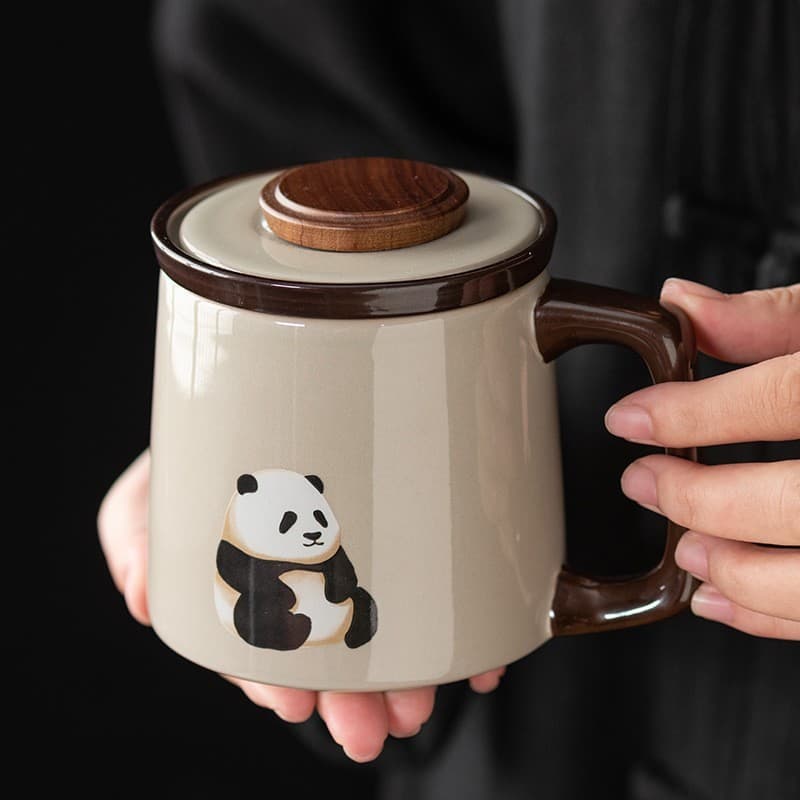 Adorable Panda Mug from National Dynasty, High Appearance, Home Office Cup with Tea Separation, Personal Use Tea Cup