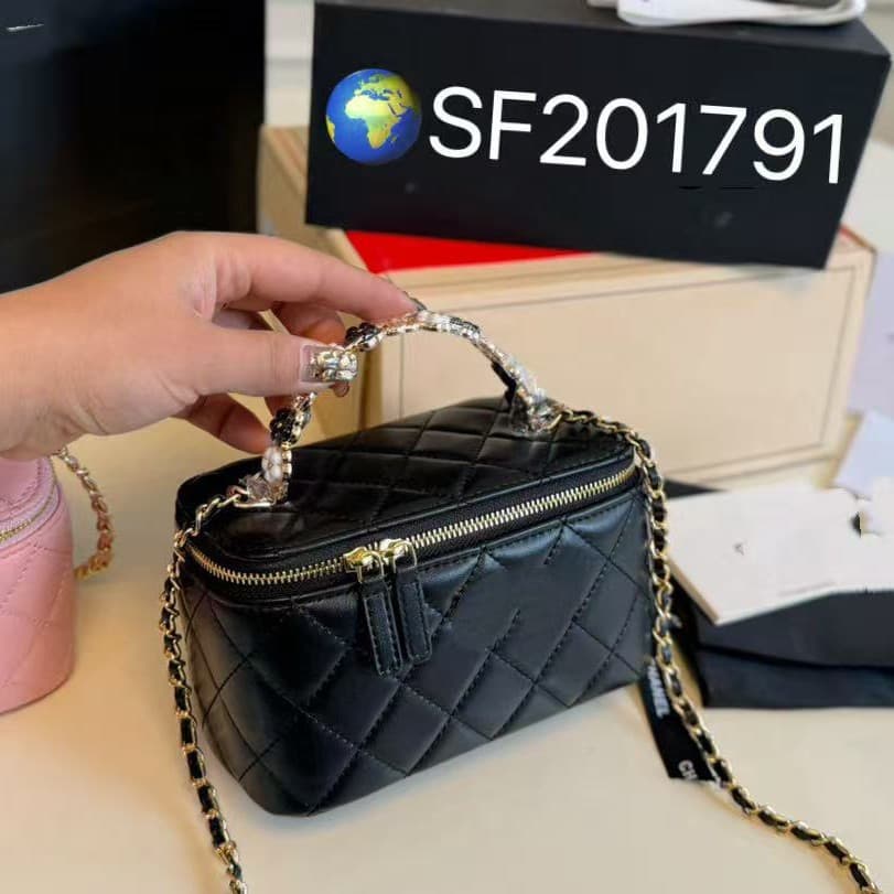 2025 new style small fragrant style rhombus chain bag for women white black camellia handle box bag shoulder crossbody