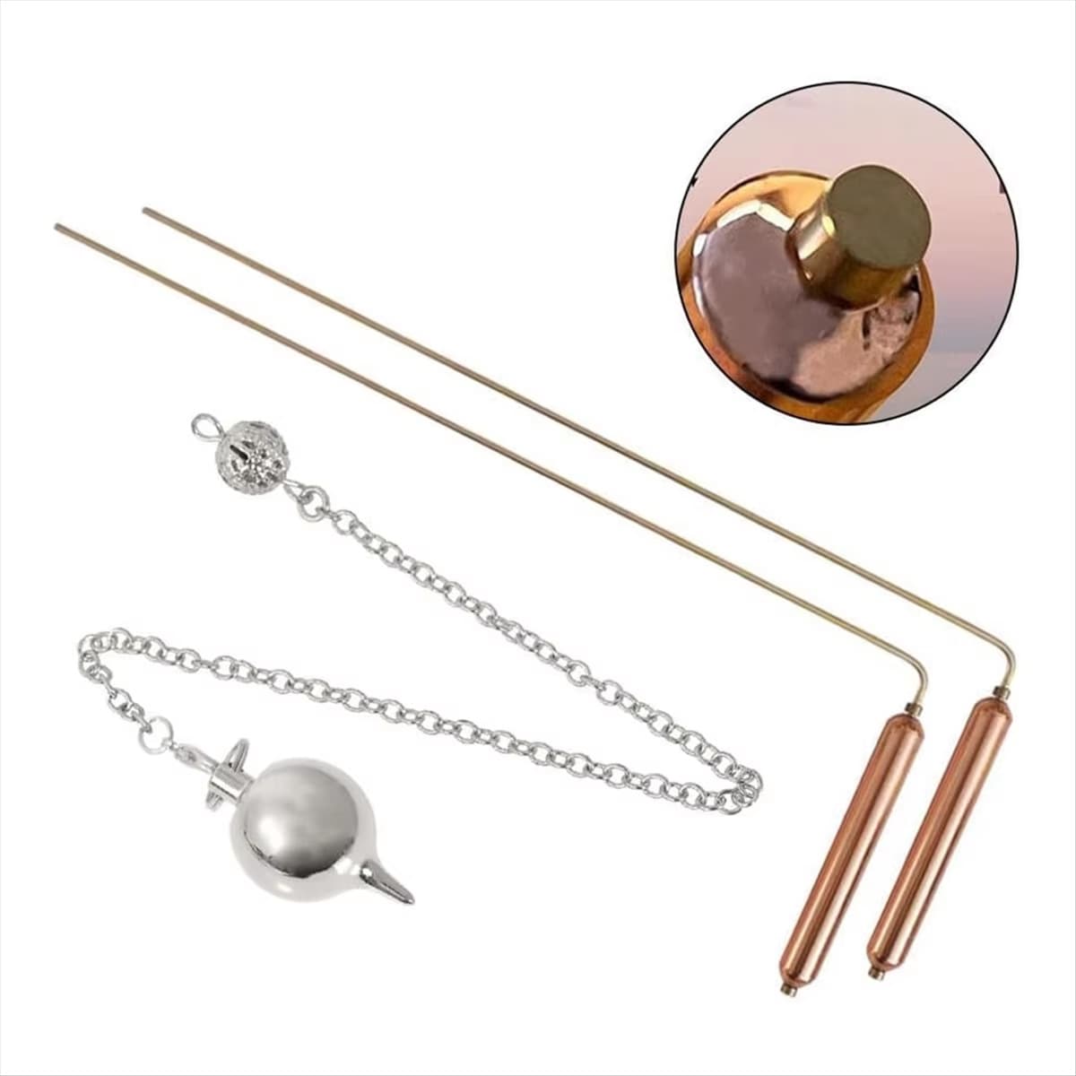 Copper ruler 2 rods with pendant copper rod metal detector for tool dragon ruler
